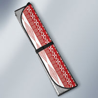 Swimming With Humpback Whales Season Tonga Auto Sun Shade Tongan Tofuaa Ngatu Pattern Red