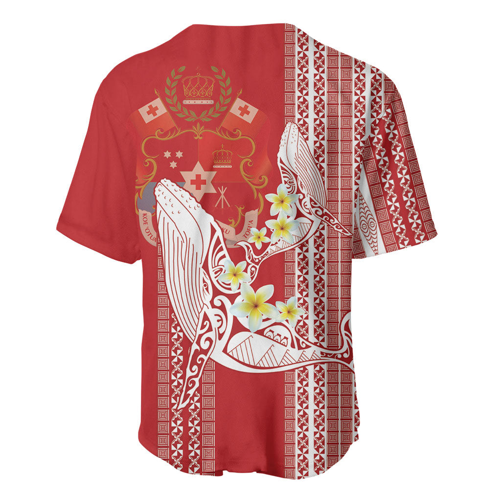 Swimming With Humpback Whales Season Tonga Baseball Jersey Tongan Tofuaa Ngatu Pattern Red
