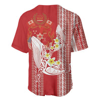 Swimming With Humpback Whales Season Tonga Baseball Jersey Tongan Tofuaa Ngatu Pattern Red