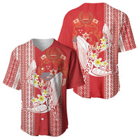 Swimming With Humpback Whales Season Tonga Baseball Jersey Tongan Tofuaa Ngatu Pattern Red