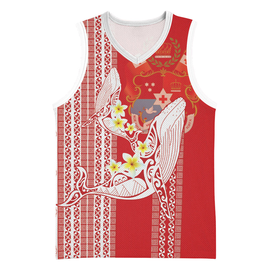 Swimming With Humpback Whales Season Tonga Basketball Jersey Tongan Tofuaa Ngatu Pattern Red