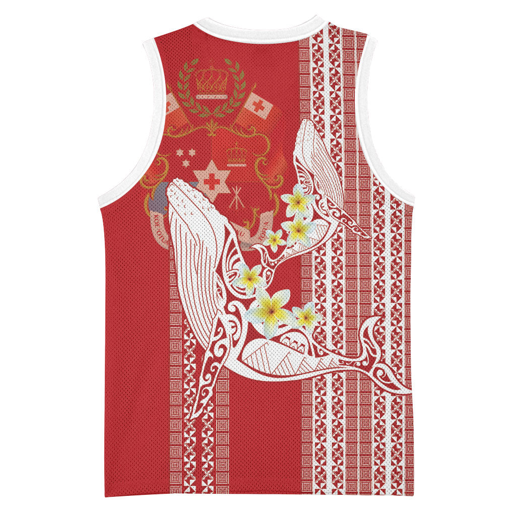 Swimming With Humpback Whales Season Tonga Basketball Jersey Tongan Tofuaa Ngatu Pattern Red