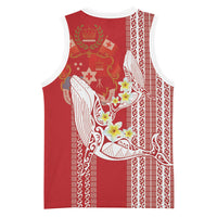 Swimming With Humpback Whales Season Tonga Basketball Jersey Tongan Tofuaa Ngatu Pattern Red