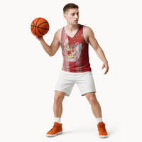 Swimming With Humpback Whales Season Tonga Basketball Jersey Tongan Tofuaa Ngatu Pattern Red