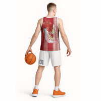 Swimming With Humpback Whales Season Tonga Basketball Jersey Tongan Tofuaa Ngatu Pattern Red