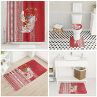 Swimming With Humpback Whales Season Tonga Bathroom Set Tongan Tofuaa Ngatu Pattern Red