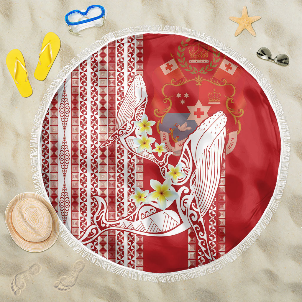 Swimming With Humpback Whales Season Tonga Beach Blanket Tongan Tofuaa Ngatu Pattern Red