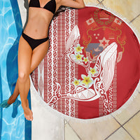 Swimming With Humpback Whales Season Tonga Beach Blanket Tongan Tofuaa Ngatu Pattern Red