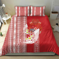 Swimming With Humpback Whales Season Tonga Bedding Set Tongan Tofuaa Ngatu Pattern Red