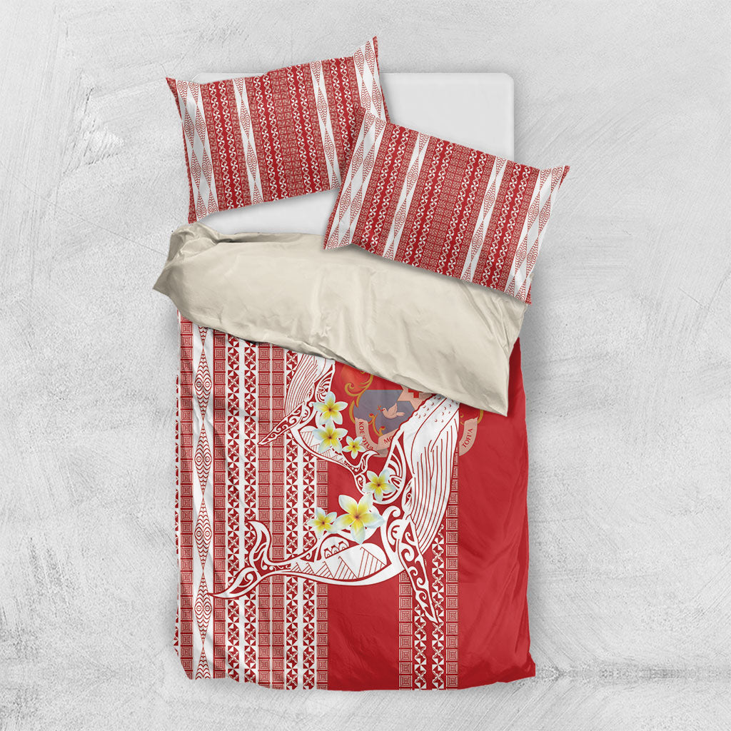 Swimming With Humpback Whales Season Tonga Bedding Set Tongan Tofuaa Ngatu Pattern Red