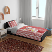 Swimming With Humpback Whales Season Tonga Bedding Set Tongan Tofuaa Ngatu Pattern Red