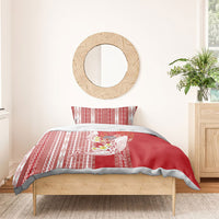 Swimming With Humpback Whales Season Tonga Bedding Set Tongan Tofuaa Ngatu Pattern Red