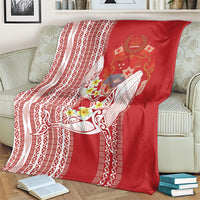 Swimming With Humpback Whales Season Tonga Blanket Tongan Tofuaa Ngatu Pattern Red