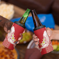 Swimming With Humpback Whales Season Tonga 4 in 1 Can Cooler Tumbler Tongan Tofuaa Ngatu Pattern Red