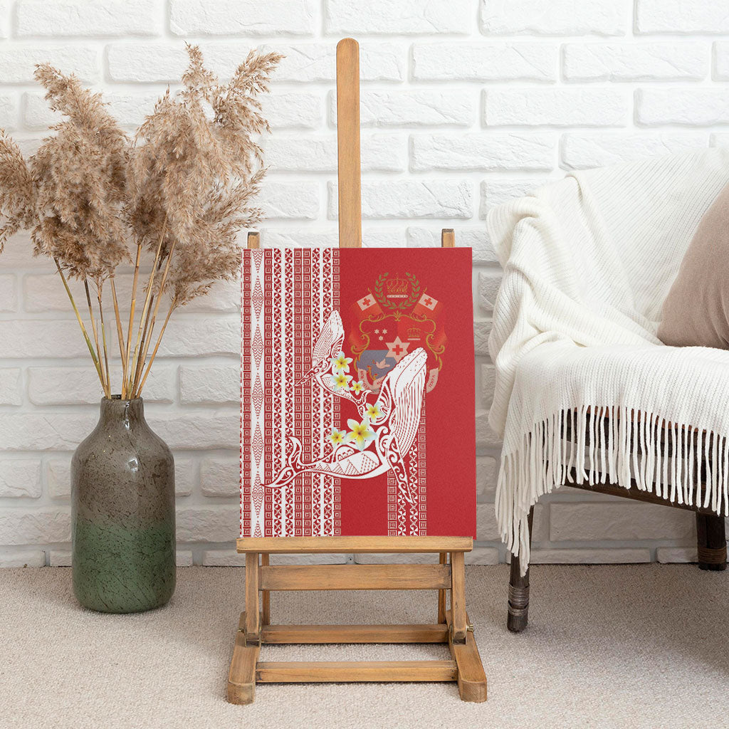 Swimming With Humpback Whales Season Tonga Canvas Wall Art Tongan Tofuaa Ngatu Pattern Red