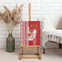 Swimming With Humpback Whales Season Tonga Canvas Wall Art Tongan Tofuaa Ngatu Pattern Red