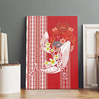 Swimming With Humpback Whales Season Tonga Canvas Wall Art Tongan Tofuaa Ngatu Pattern Red