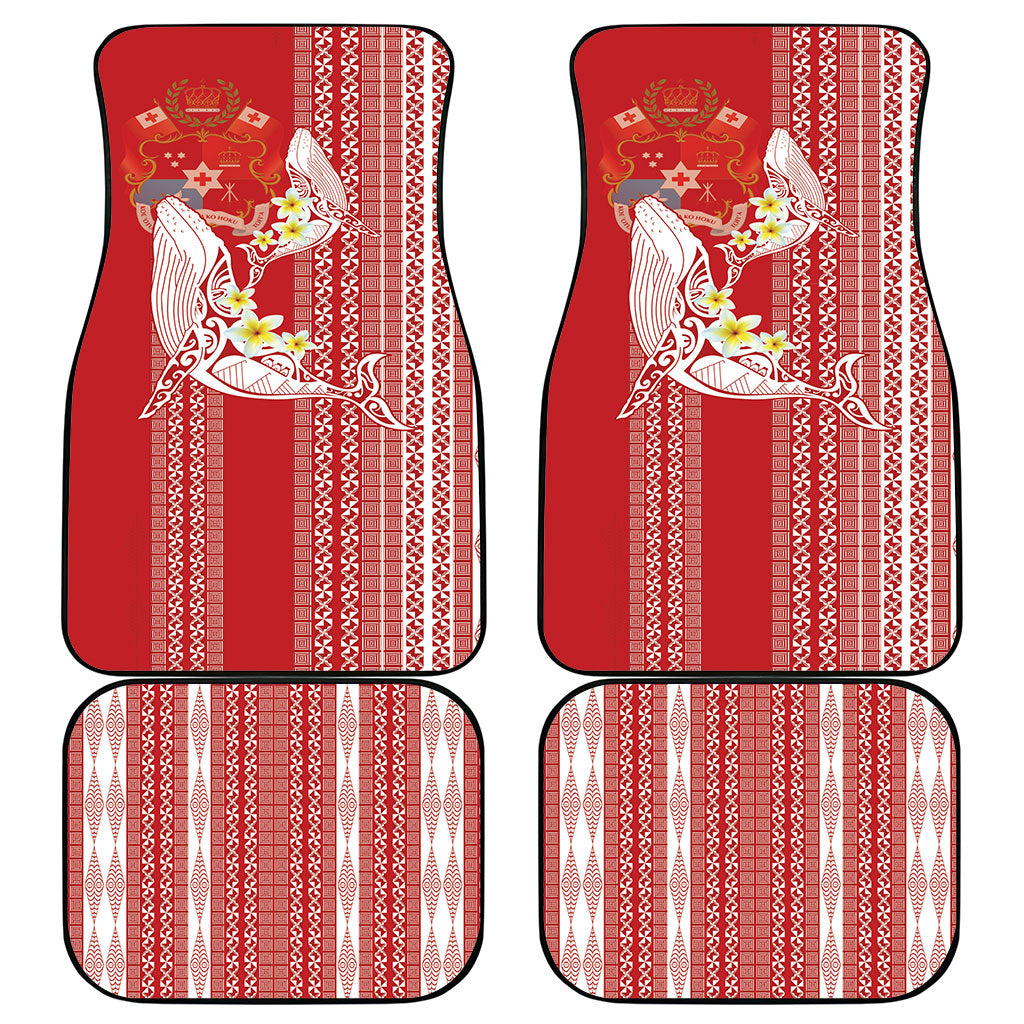Swimming With Humpback Whales Season Tonga Car Mats Tongan Tofuaa Ngatu Pattern Red