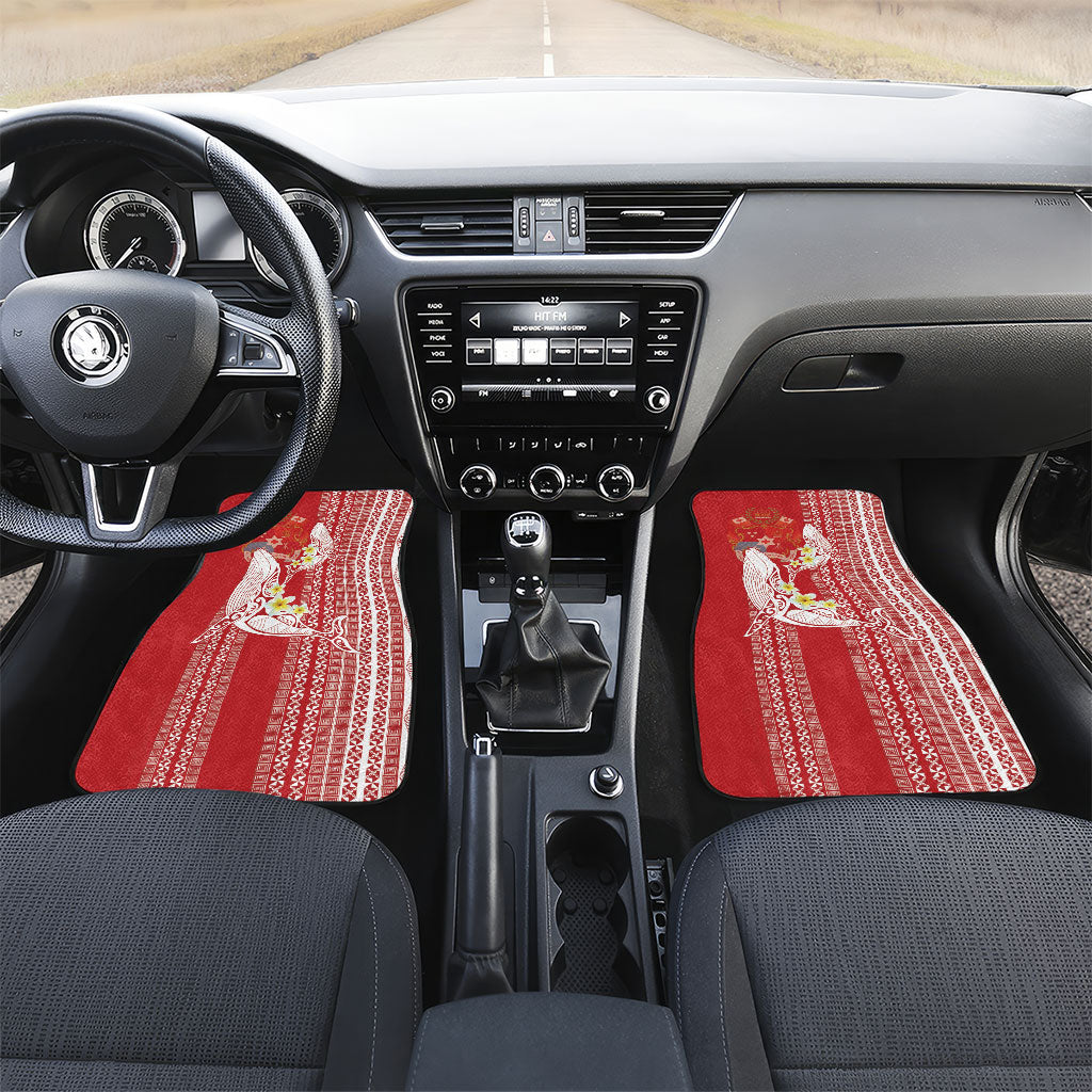 Swimming With Humpback Whales Season Tonga Car Mats Tongan Tofuaa Ngatu Pattern Red
