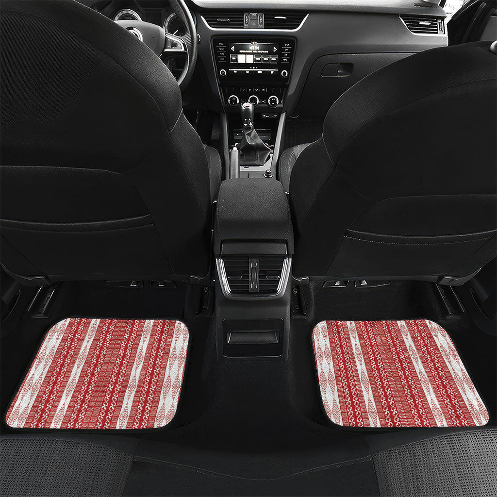 Swimming With Humpback Whales Season Tonga Car Mats Tongan Tofuaa Ngatu Pattern Red