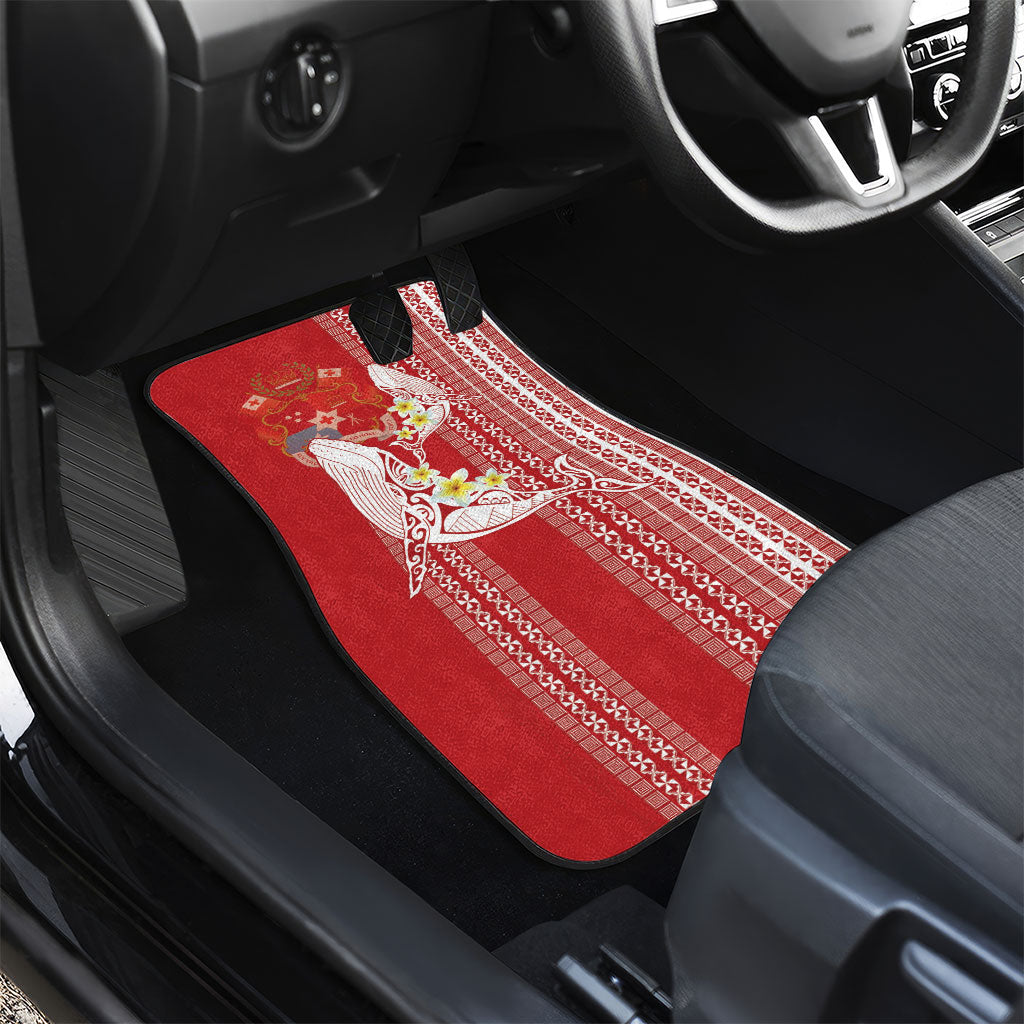 Swimming With Humpback Whales Season Tonga Car Mats Tongan Tofuaa Ngatu Pattern Red