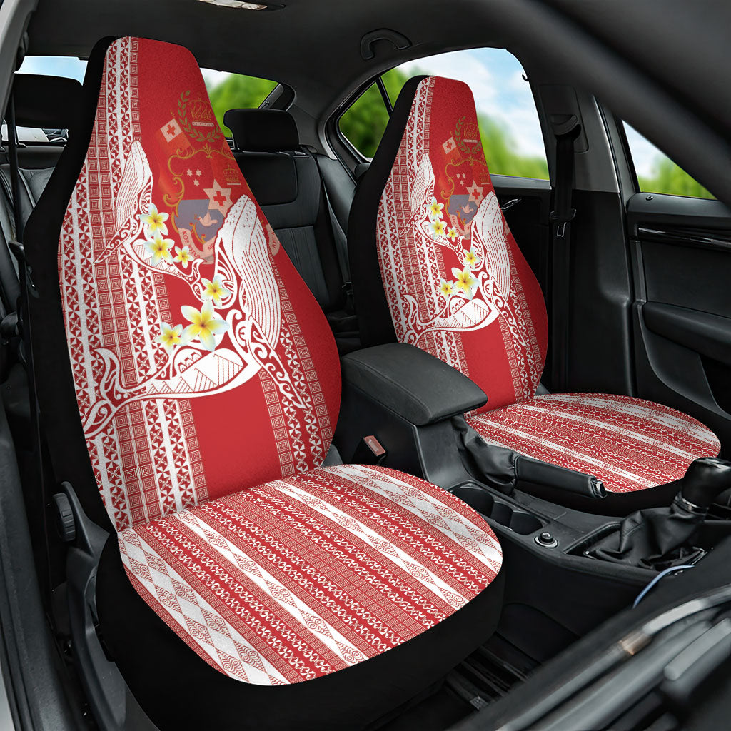 Swimming With Humpback Whales Season Tonga Car Seat Cover Tongan Tofuaa Ngatu Pattern Red