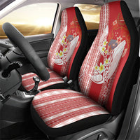 Swimming With Humpback Whales Season Tonga Car Seat Cover Tongan Tofuaa Ngatu Pattern Red