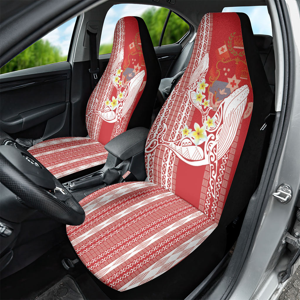 Swimming With Humpback Whales Season Tonga Car Seat Cover Tongan Tofuaa Ngatu Pattern Red