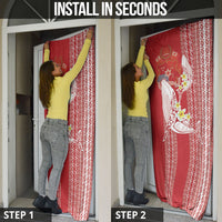 Swimming With Humpback Whales Season Tonga Door Cover Tongan Tofuaa Ngatu Pattern Red