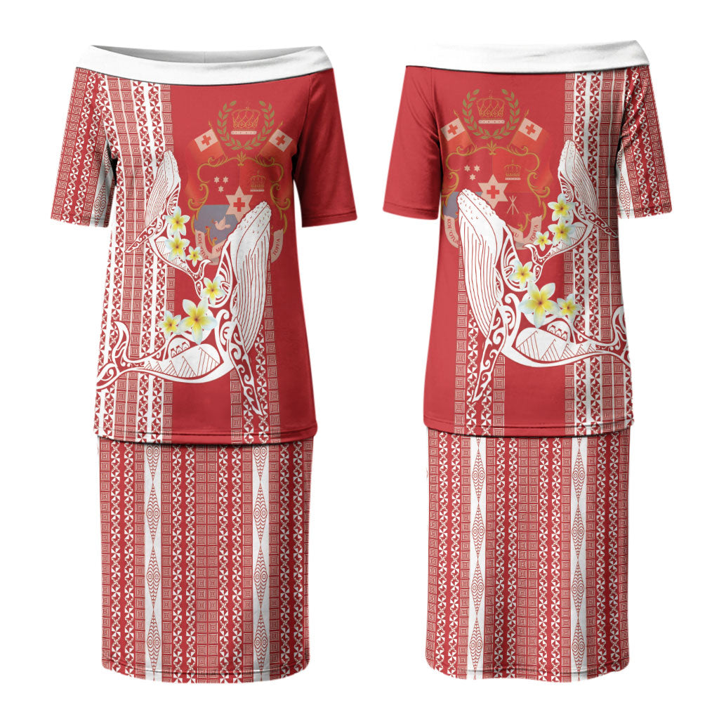 Swimming With Humpback Whales Season Tonga Family Matching Puletasi and Hawaiian Shirt Tongan Tofuaa Ngatu Pattern Red