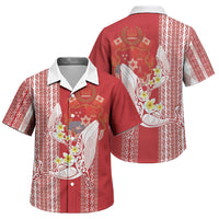 Swimming With Humpback Whales Season Tonga Family Matching Summer Maxi Dress and Hawaiian Shirt Tongan Tofuaa Ngatu Pattern Red