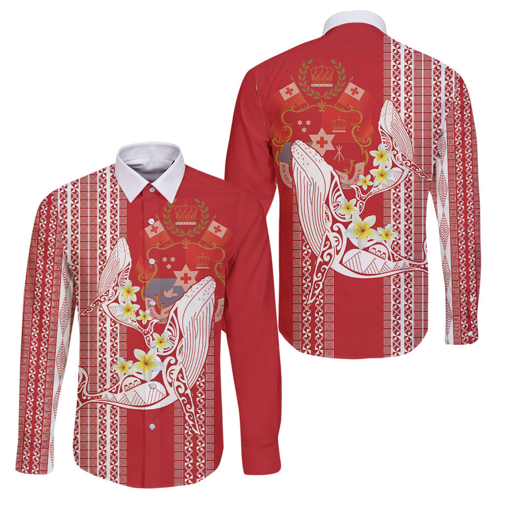 Swimming With Humpback Whales Season Tonga Family Matching Tank Maxi Dress and Hawaiian Shirt Tongan Tofuaa Ngatu Pattern Red
