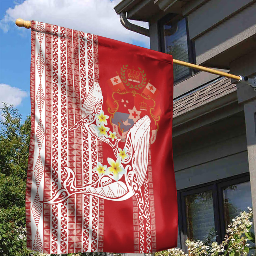 Swimming With Humpback Whales Season Tonga Garden Flag Tongan Tofuaa Ngatu Pattern Red