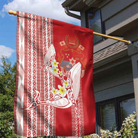 Swimming With Humpback Whales Season Tonga Garden Flag Tongan Tofuaa Ngatu Pattern Red