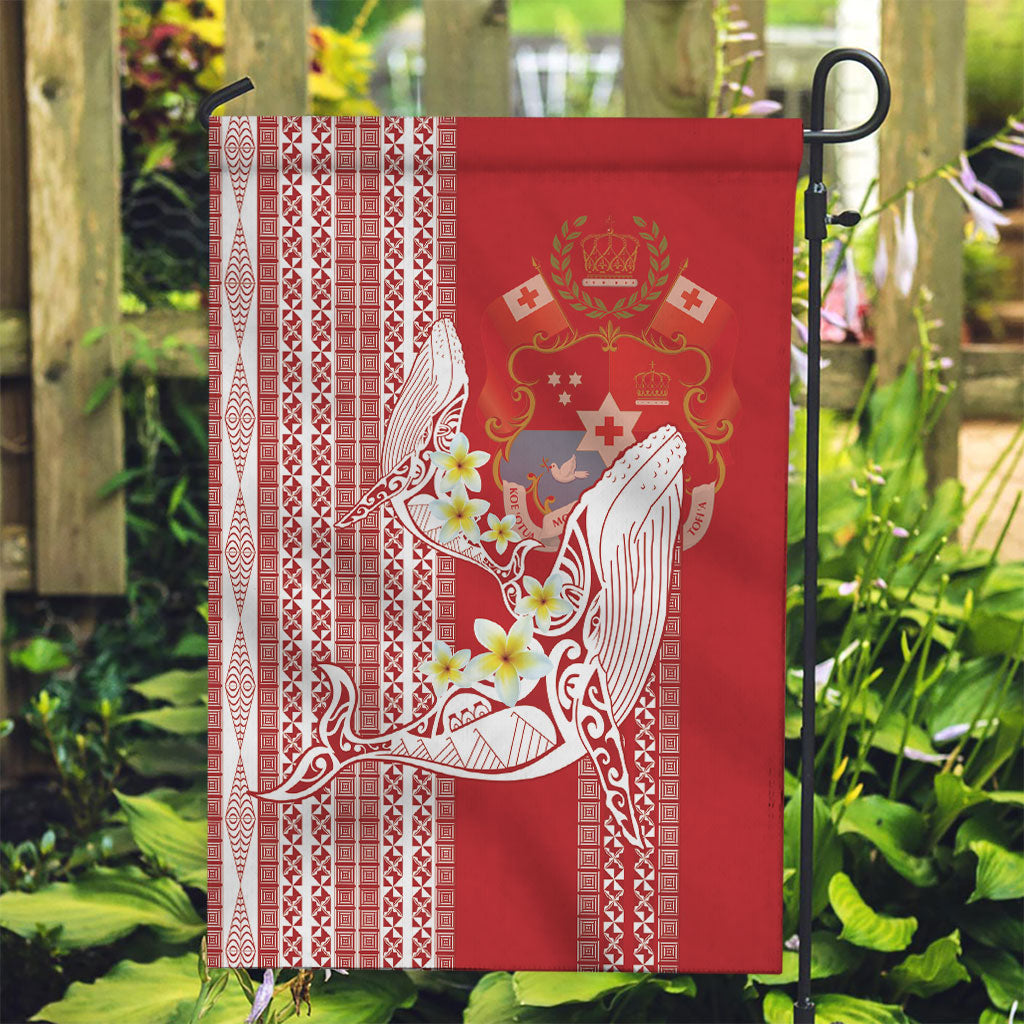 Swimming With Humpback Whales Season Tonga Garden Flag Tongan Tofuaa Ngatu Pattern Red