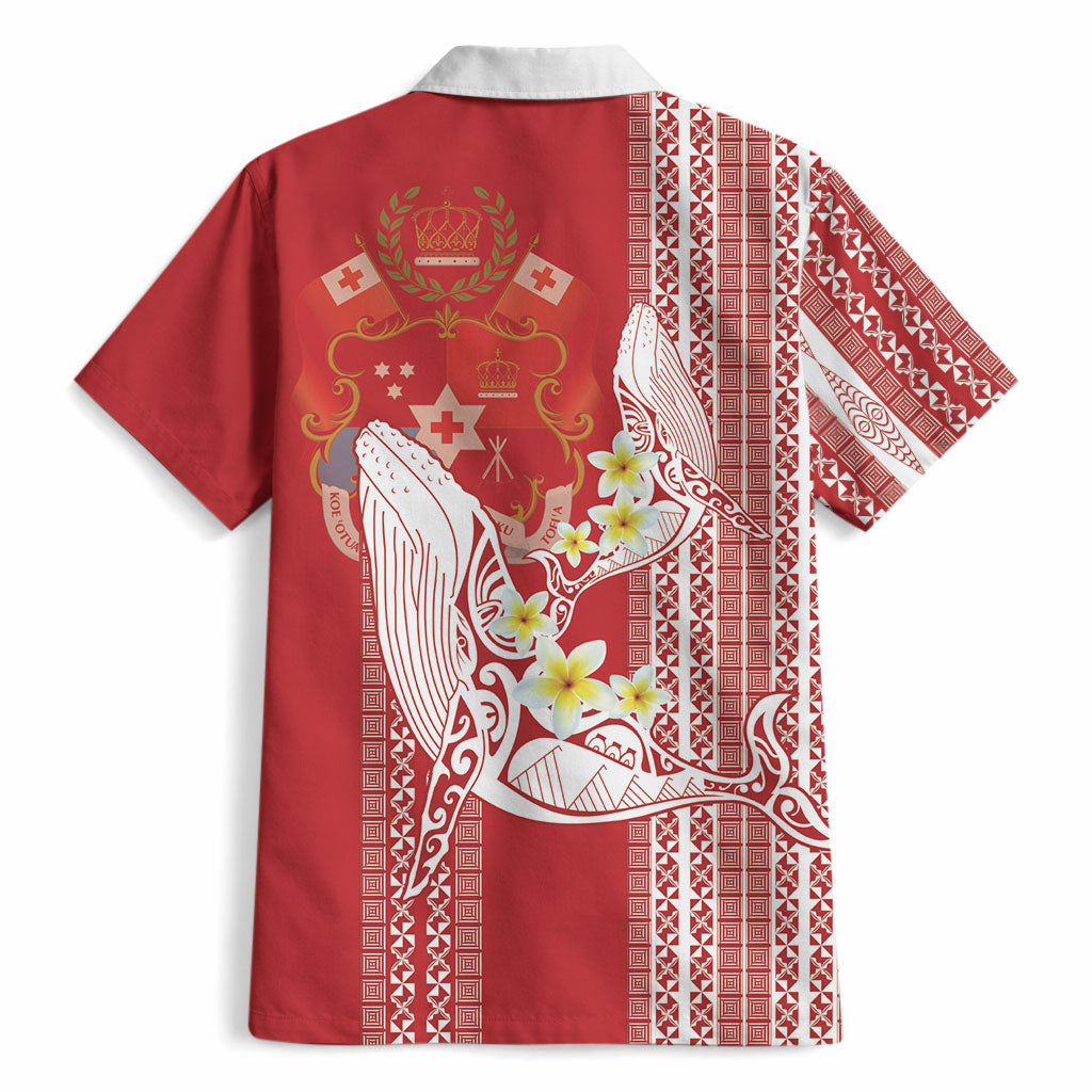 Swimming With Humpback Whales Season Tonga Hawaiian Shirt Tongan Tofuaa Ngatu Pattern Red