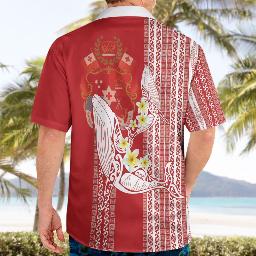 Swimming With Humpback Whales Season Tonga Hawaiian Shirt Tongan Tofuaa Ngatu Pattern Red