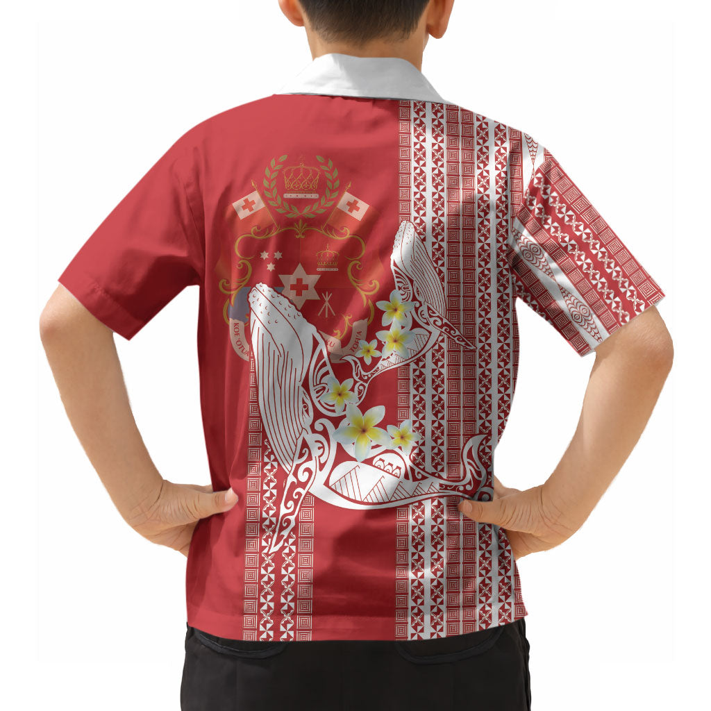 Swimming With Humpback Whales Season Tonga Hawaiian Shirt Tongan Tofuaa Ngatu Pattern Red