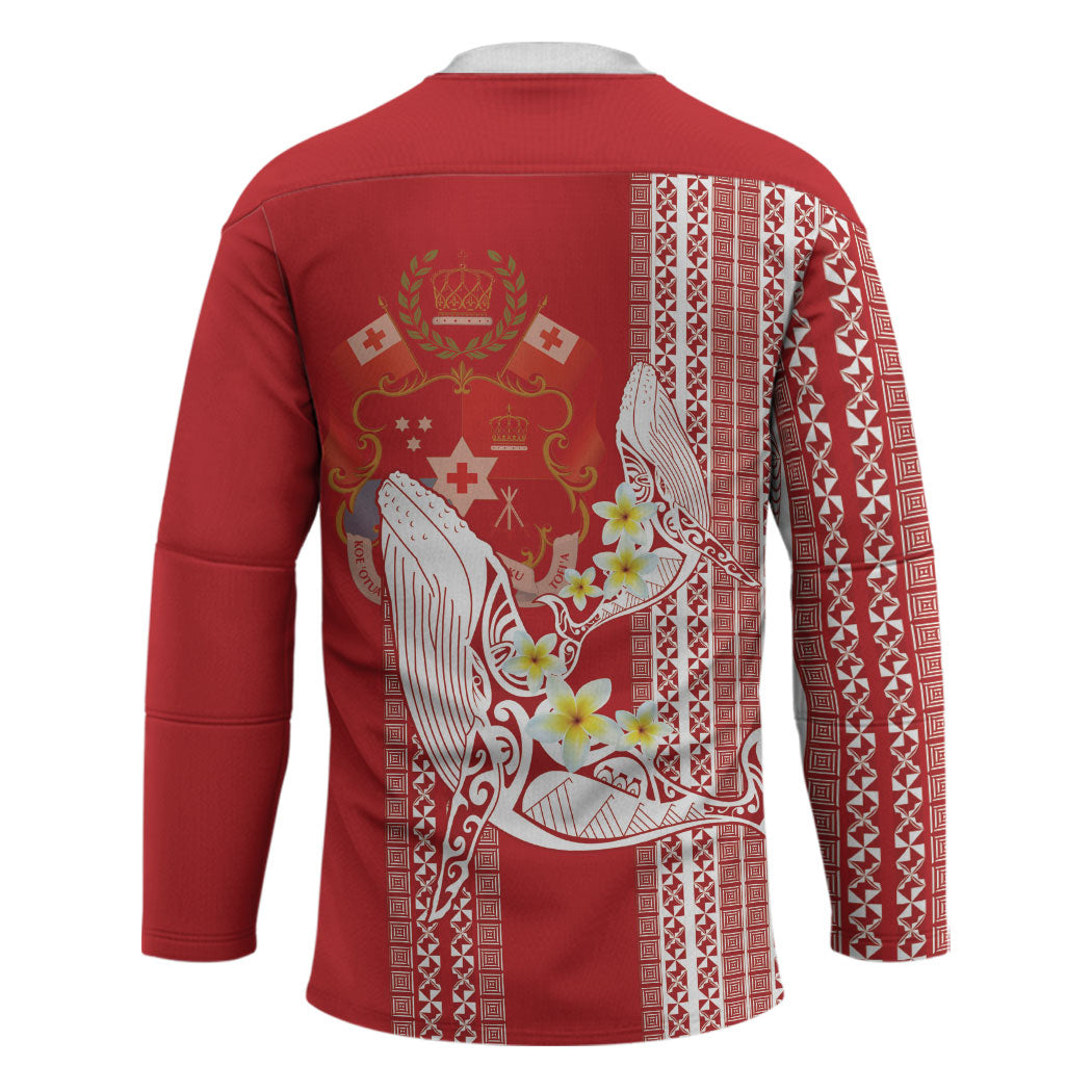 Swimming With Humpback Whales Season Tonga Hockey Jersey Tongan Tofuaa Ngatu Pattern Red