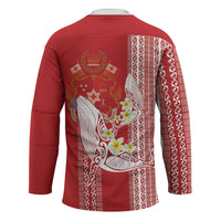 Swimming With Humpback Whales Season Tonga Hockey Jersey Tongan Tofuaa Ngatu Pattern Red