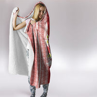 Swimming With Humpback Whales Season Tonga Hooded Blanket Tongan Tofuaa Ngatu Pattern Red