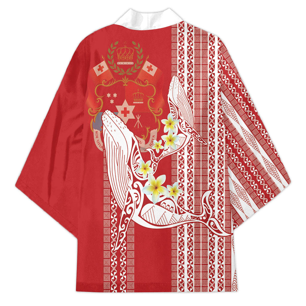 Swimming With Humpback Whales Season Tonga Kimono Tongan Tofuaa Ngatu Pattern Red