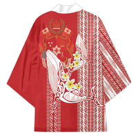 Swimming With Humpback Whales Season Tonga Kimono Tongan Tofuaa Ngatu Pattern Red