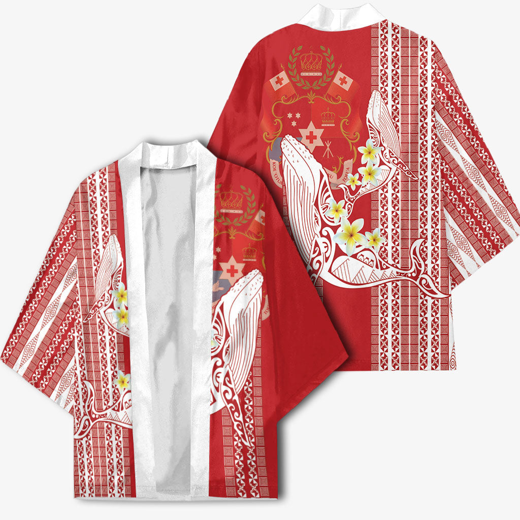 Swimming With Humpback Whales Season Tonga Kimono Tongan Tofuaa Ngatu Pattern Red