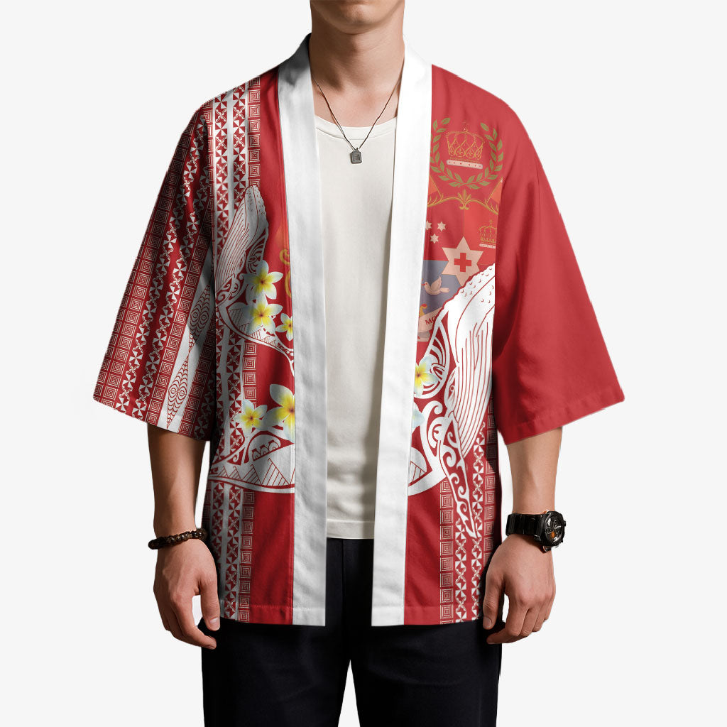Swimming With Humpback Whales Season Tonga Kimono Tongan Tofuaa Ngatu Pattern Red