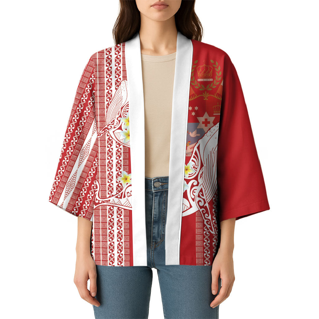 Swimming With Humpback Whales Season Tonga Kimono Tongan Tofuaa Ngatu Pattern Red