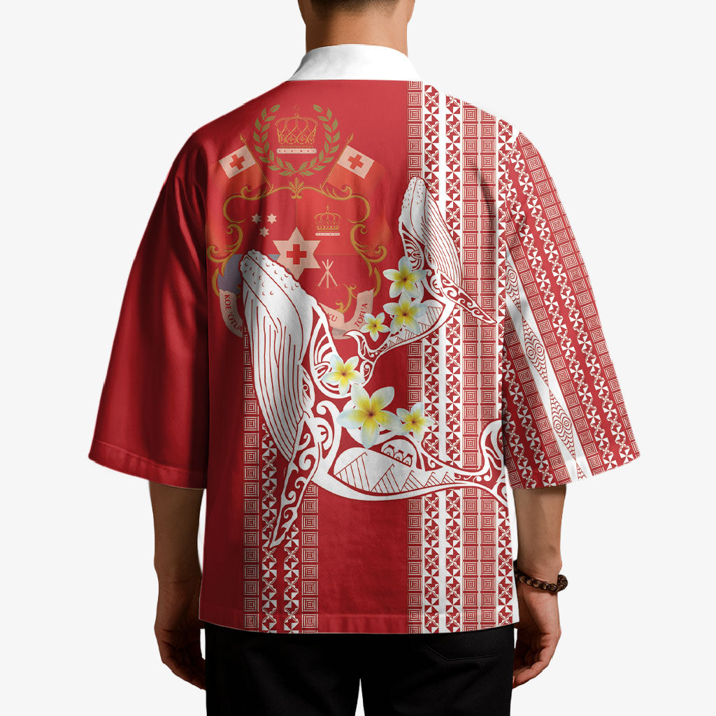 Swimming With Humpback Whales Season Tonga Kimono Tongan Tofuaa Ngatu Pattern Red