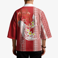 Swimming With Humpback Whales Season Tonga Kimono Tongan Tofuaa Ngatu Pattern Red