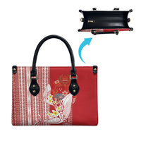 Swimming With Humpback Whales Season Tonga Leather Bag Tongan Tofuaa Ngatu Pattern Red
