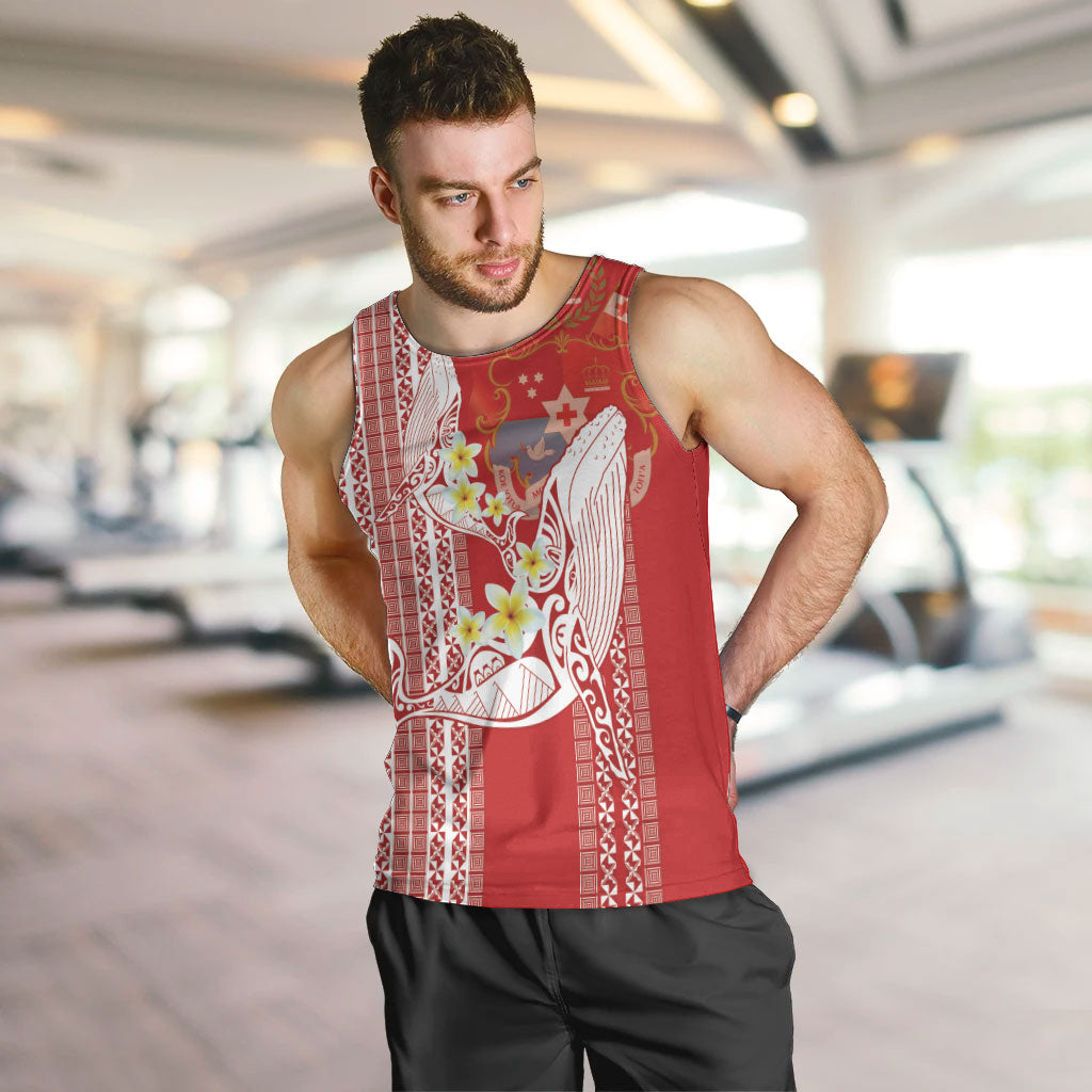 Swimming With Humpback Whales Season Tonga Men Tank Top Tongan Tofuaa Ngatu Pattern Red